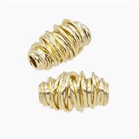 Copper Rice Beads Large Hole Gold Plated, approx 9-15mm, 3mm hole [FD25173]