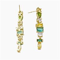 Copper Stud Earrings Pave Zirconia Gold Plated, approx 4-8mm, 50mm length [FD25184]