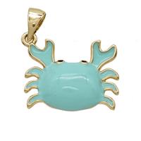 Copper Crab Pendant Turqblue Enamel Gold Plated, approx 14-19mm [FD25287]