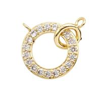 Copper Circle Pendant Pave Zirconia Gold Plated, approx 8mm, 16mm [FD25502]