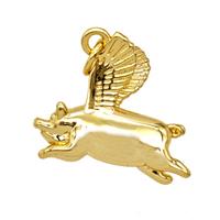 Copper Fliggy Pendant Pig Gold Plated, approx 15-20mm [FD25556]