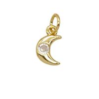 Copper Moon Pendant Pave Zirconia 18K Gold Plated, approx 6-8mm [FD25686]