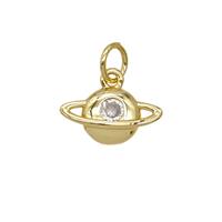 Copper Planet Pendant Pave Zirconia 18K Gold Plated, approx 7-12mm [FD25689]