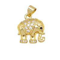 Copper Elephant Pendant Pave Zirconia 18K Gold Plated, approx 13-14mm [FD25809]