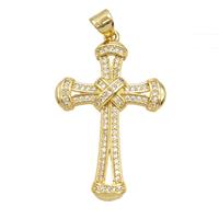 Copper Cross Pendant Pave Zirconia 18K Gold Plated, approx 22-32mm [FD25849]