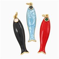 Copper Fish Pendant Enamel Gold Plated Mixed, approx 9-31mm [FD26318]