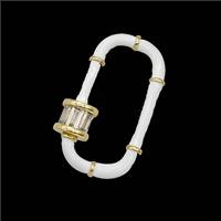 Copper Carabiner Clasp Pave Zirconia White Enamel Gold Plated, approx 14-30mm [FD26457]