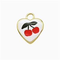 Copper Heart Pendant Painted Cherry Gold Plated, approx 16mm [FD26699]