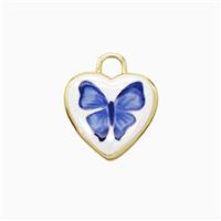 Copper Heart Pendant Painted Butterfly Gold Plated, approx 16mm [FD26709]