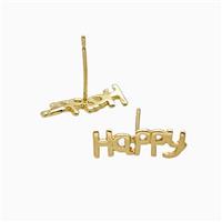 Copper Happy Stud Earrings Gold Plated, approx 4-15mm [FD26787]