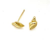 Copper SeaShell Stud Earrings Gold Plated, approx 5-9mm [FD26792]