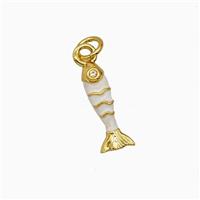 Copper Fish Pendant White Enamel Gold Plated, approx 4-15mm [FD26829]
