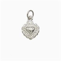 Copper Sacred Heart Pendant Platinum Plated, approx 9-11mm [FD26863]