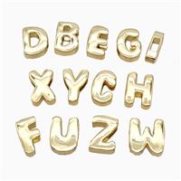 Copper Alphabet Beads Flat Hole Gold Plated Mix Letters, approx 14-17mm, 4-8mm hole [FD27094]