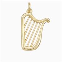 Irish Harp Charms Copper Pendant Musical Gold Plated, approx 15-20mm [FD27122]