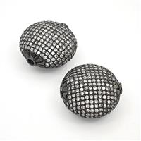 Copper Button Beads Pave Zirconia Black Plated, approx 25mm [FD27462]
