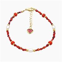 Seed Glass Bracelets With Pearl Adjustable, approx 2-4mm, 16-21cm length [FD27764]