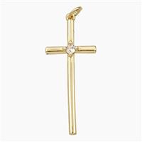 Copper Cross Pendant Pave Zirconia Gold Plated, approx 15-35mm [FD28006]