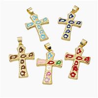 Copper Cross Pendant Enamel Bohemia Style Gold Plated Mixed, approx 20-28mm [FD28233]