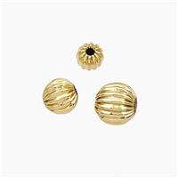 Copper Round Beads Ribbed Gold Plated, approx 6mm [FD28459-6MM]