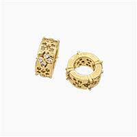 Copper Rondelle Beads Micropave Zirconia Large Hole Gold Plated, approx 10mm, 5mm hole [FD28526]