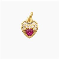 Copper Heart Pendant Micropave Zirconia Gold Plated, approx 9mm [FD28651]