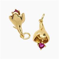 Copper Flower Pendant Pave Zirconia Gold Plated, approx 8-15mm [FD28709]