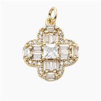 Copper Clover Pendant Pave Zirconia Gold Plated, approx 16mm [FD28850]