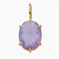Purple Crystal Glass Oval Pendant, approx 12-27mm [FD29218]