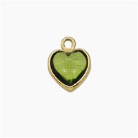 Olive Crystal Glass Heart Pendant, approx 7mm [FD29238]