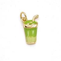 Iced Matcha Charms Copper Cup Pendant Drink Green Enamel Gold Plated, approx 6-15mm [FD30012]