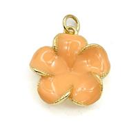 Copper Flower Pendant Ornage Enamel Gold Plated, approx 19mm [FD30066]