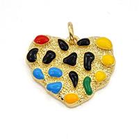 Bohemia Style Copper Heart Pendant Multicolor Enamel Gold Plated, approx 17-20mm [FD30082]