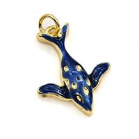 Copper Whale Charms Pendant Blue Enamel Gold Plated, approx 16-20mm [FD30130]