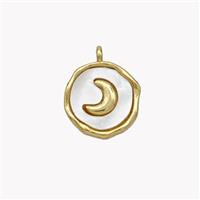 Copper Moon Pendant Pave Shell Circle Gold Plated, approx 12mm [FN49264]