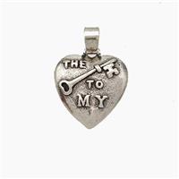 Copper Heart Key Pendant Antique Silver, approx 13mm [FN49625]
