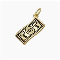 Banknote Charms Copper Pendant Black Enamel Gold Plated, approx 7.5-15mm [FN49796]