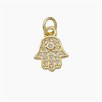 Copper Hamsahand Pendant Micropave Zirconia Gold Plated, approx 10mm [FN50006]