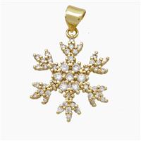 Copper Snowflake Pendant Pave Zirconia Gold Plated, approx 20mm [FN50042]