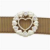 Copper Watchband Beads Heart Flat Hole Gold Plated, approx 15mm, 2-10mm hole [FN50512]
