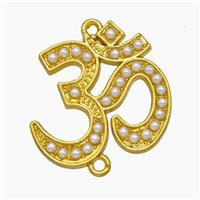 Copper OM Symbol Connector Pave Pearlized Resin Hindu Gold Plated, approx 20mm [FN50641]