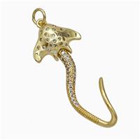 Manta Ray Charms Copper Ocean Whale Pendant Pave Zirconia Gold Plated, approx 15-35mm [FN51375]