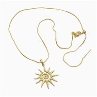 Copper Sun Necklace Gold Plated, approx 25mm, 1mm, 46cm length [FN51789]