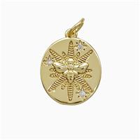 Copper Honeybee Pendant Pave Zirconia Gold Plated, approx 13.5-15mm [FN51991]