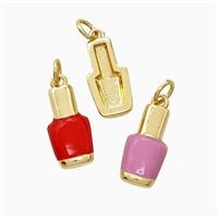 Nail Polish Bottle Charms Copper Pendant Enamel Gold Plated Mixed, approx 8-15mm [FN52094]