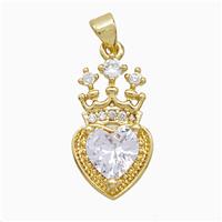 Copper Crown Pendant Pave Zirconia 18K Gold Plated, approx 12-22mm [FN52291]