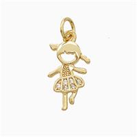 Copper Kids Girls Pendant Pave Zirconia 18K Gold Plated, approx 9-15mm [FN52321]