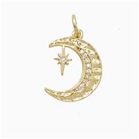 Copper Moon Star Pendant Pave Zirconia 18K Gold Plated, approx 12-14mm [FN52341]