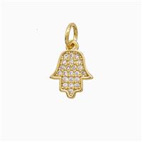 Copper Hamsahand Pendant Pave Zirconia 18K Gold Plated, approx 8-10mm [FN52381]