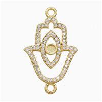 Copper Hamsahand Connector Pave Zirconia Eye 18K Gold Plated, approx 16-20mm [FN52409]